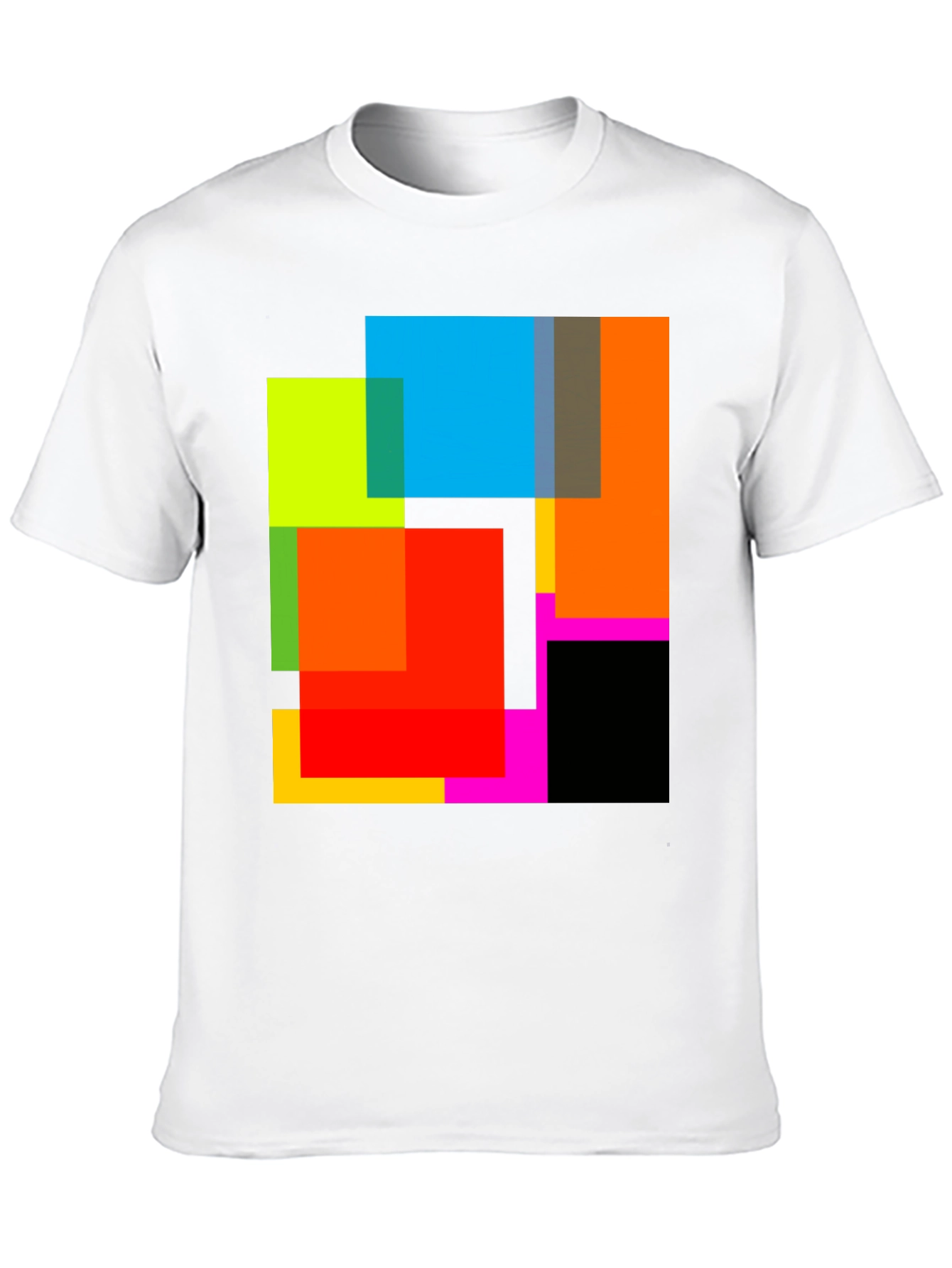 Abstract Geometric Square Pattern Black T-Shirt