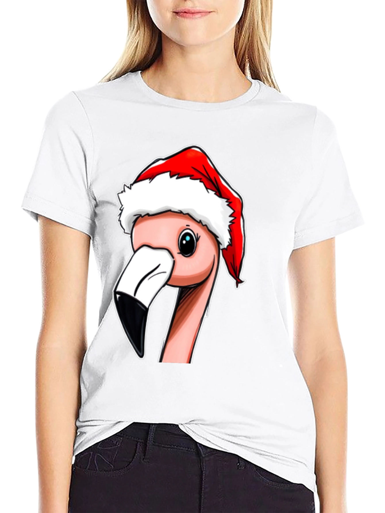 Christmas Flamingo T-Shirt - Holiday Novelty Tee