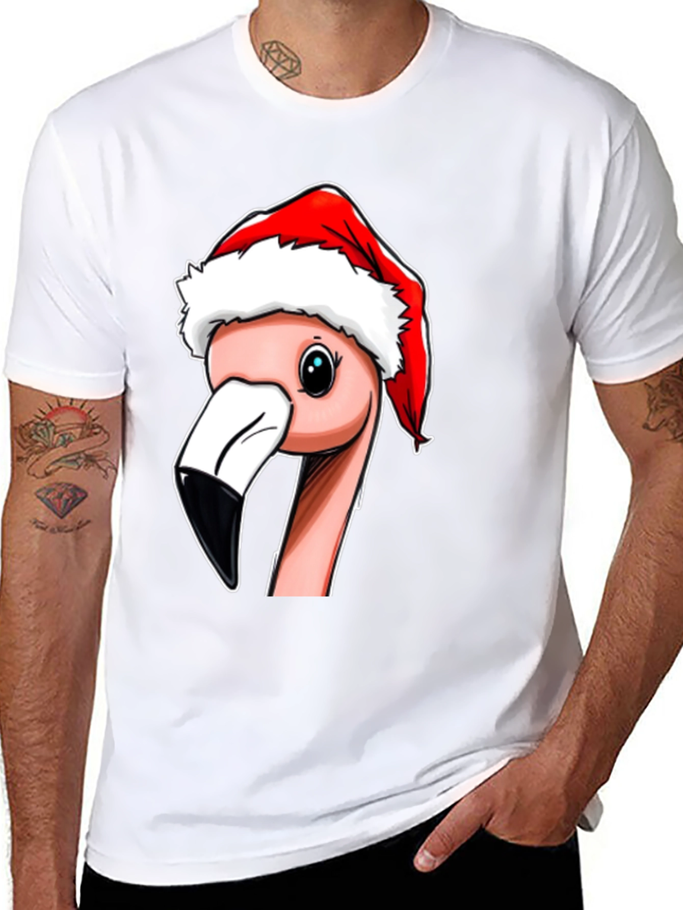 Christmas Flamingo T-Shirt - Holiday Novelty Tee