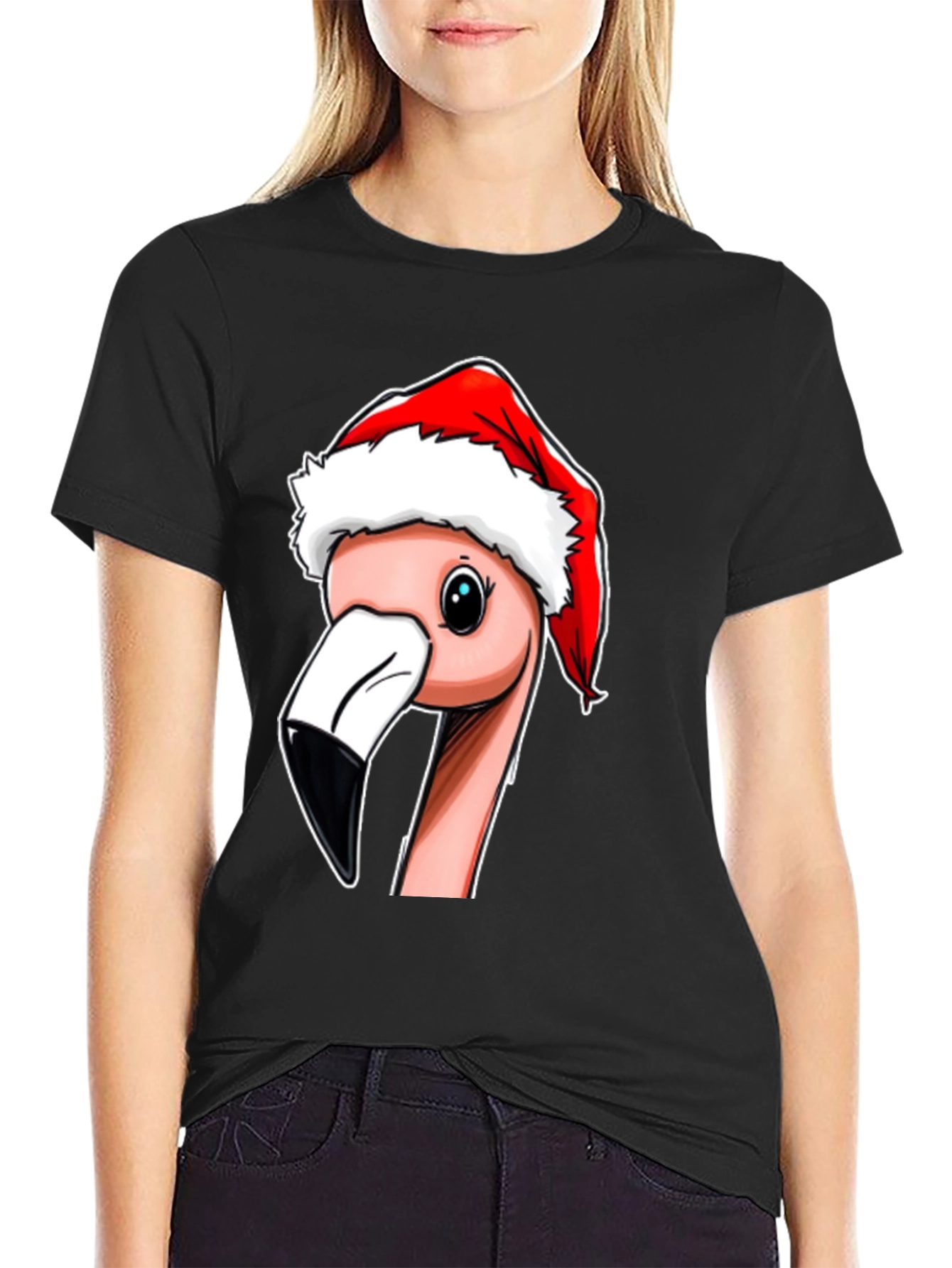 Christmas Flamingo T-Shirt - Holiday Novelty Tee