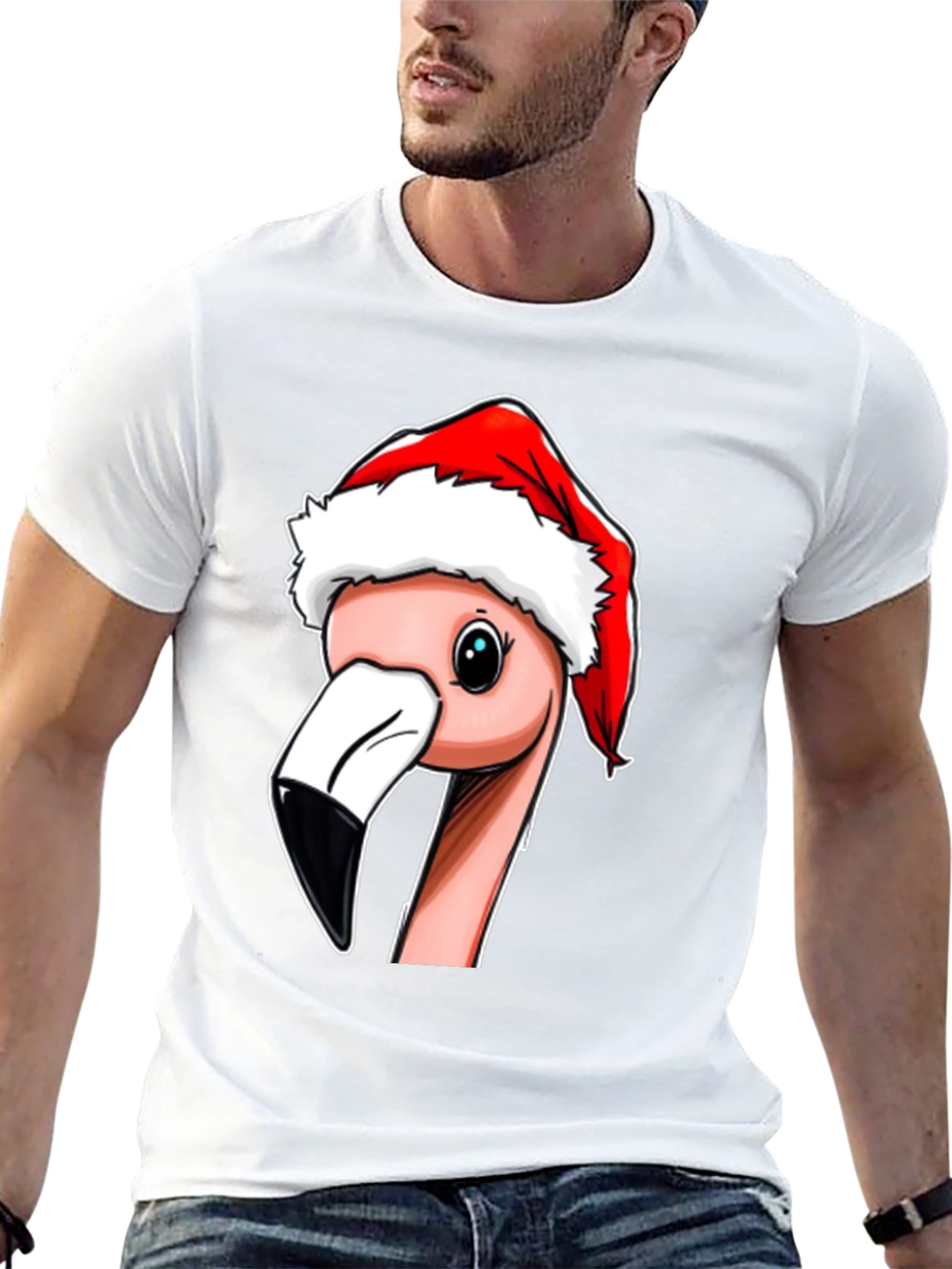 Christmas Flamingo T-Shirt - Holiday Novelty Tee