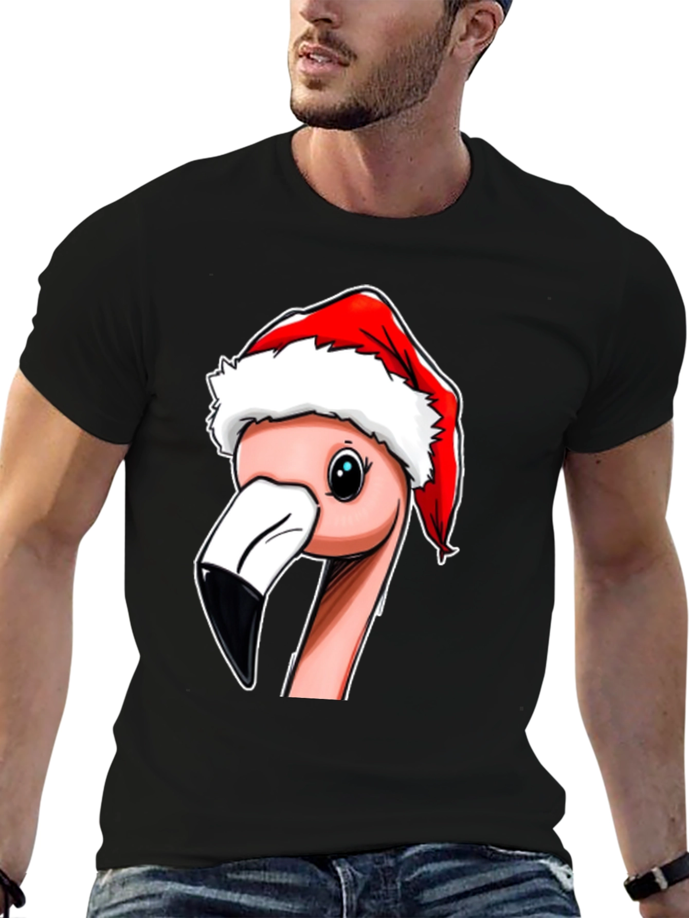 Christmas Flamingo T-Shirt - Holiday Novelty Tee