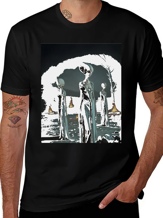 Alien Graphic Tee - Sci-Fi Style Black T-Shirt