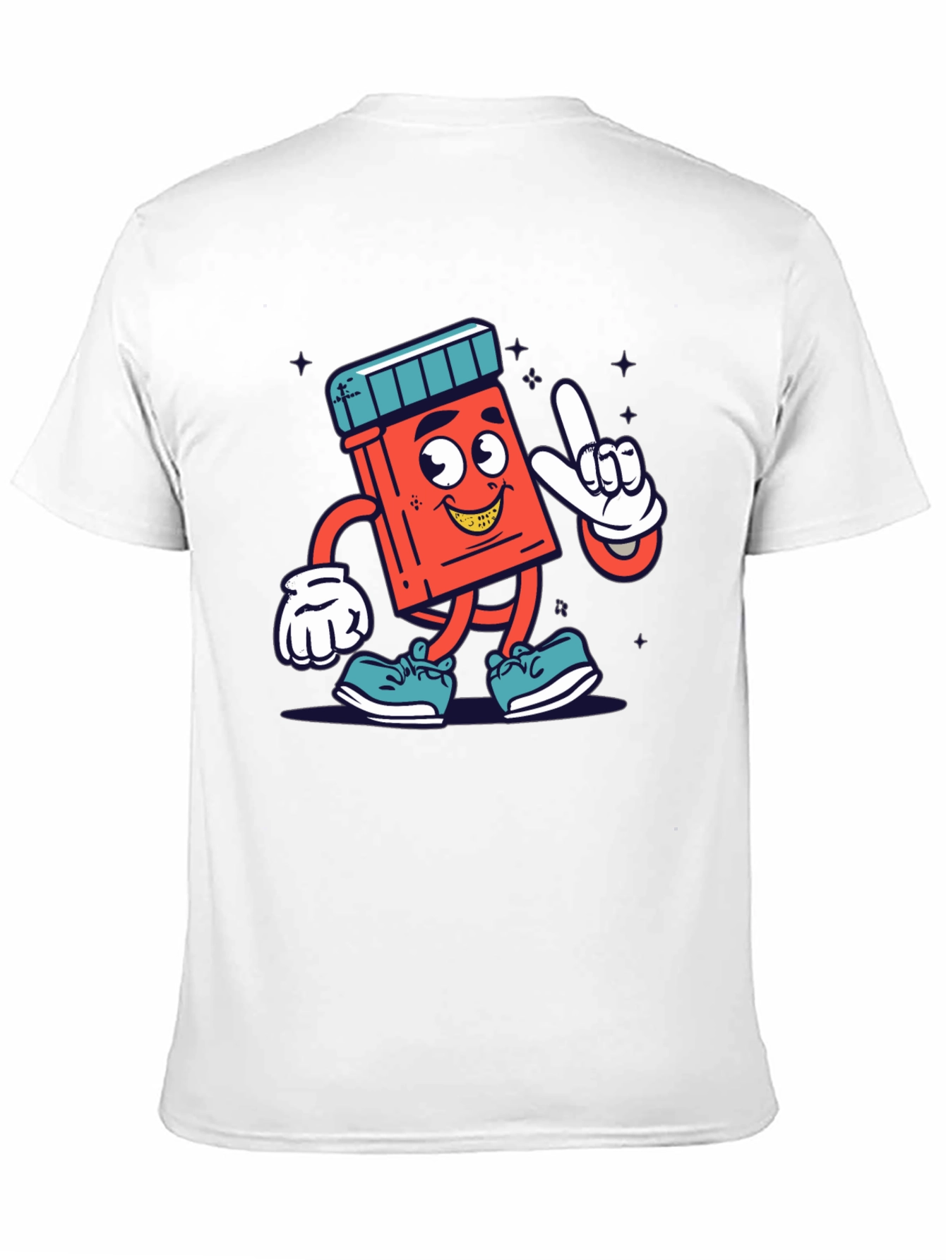 Cartoon Pill Bottle Graphic Tee - Black