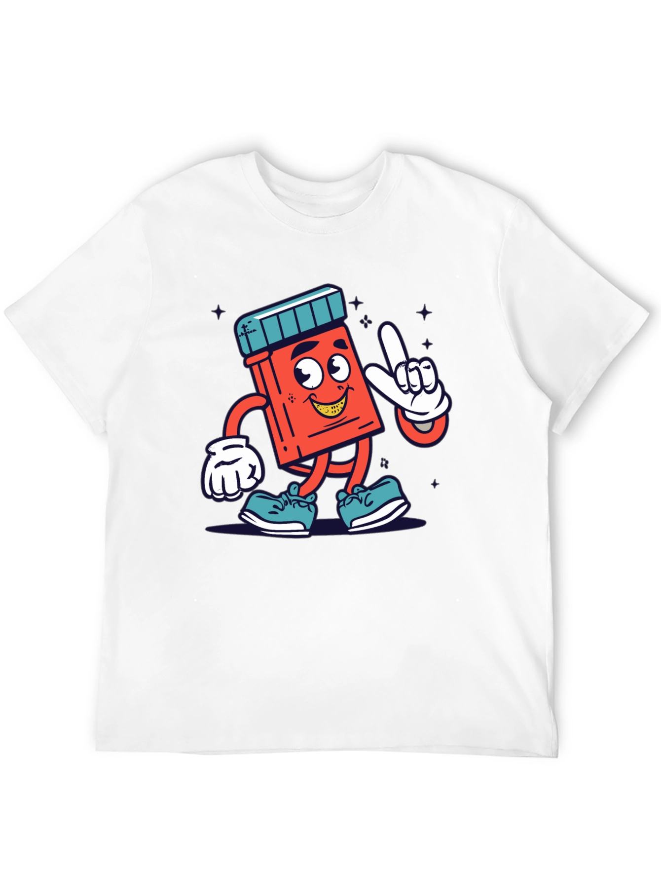 Cartoon Pill Bottle Graphic Tee - Black