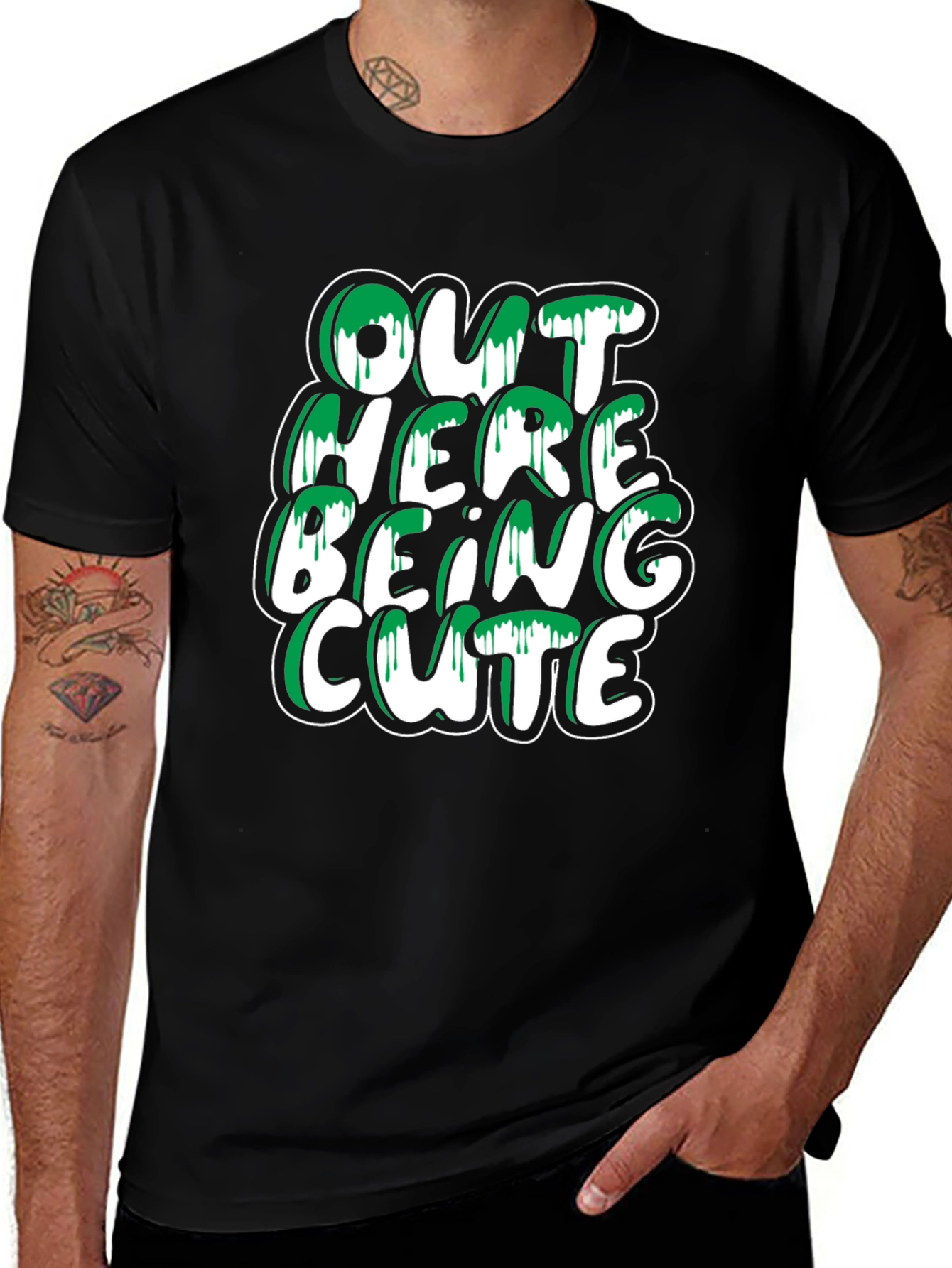 Out Here Being Cute T-Shirt - Stylish Black Tee
