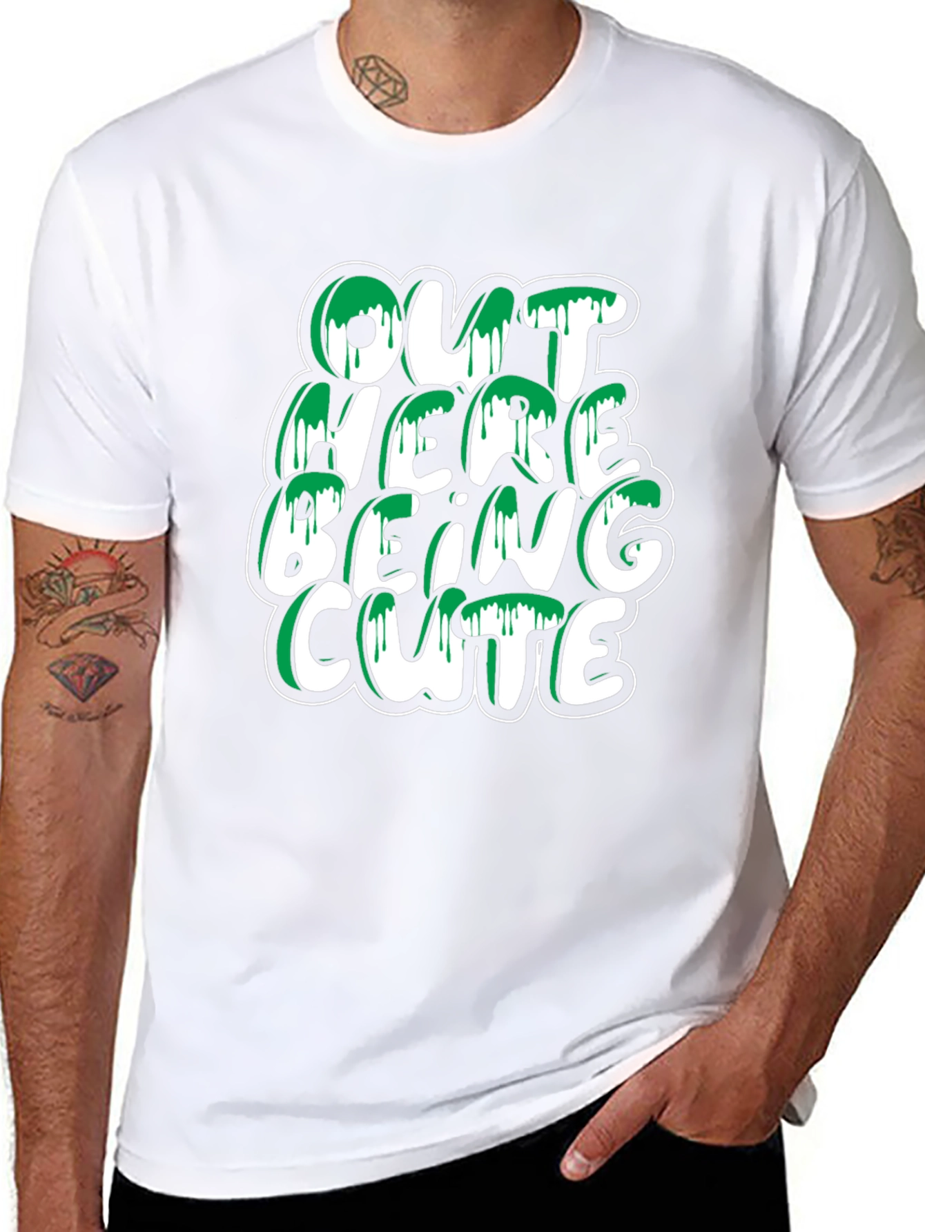Out Here Being Cute T-Shirt - Stylish Black Tee