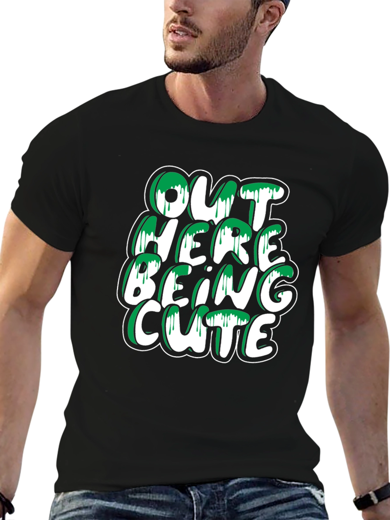 Out Here Being Cute T-Shirt - Stylish Black Tee