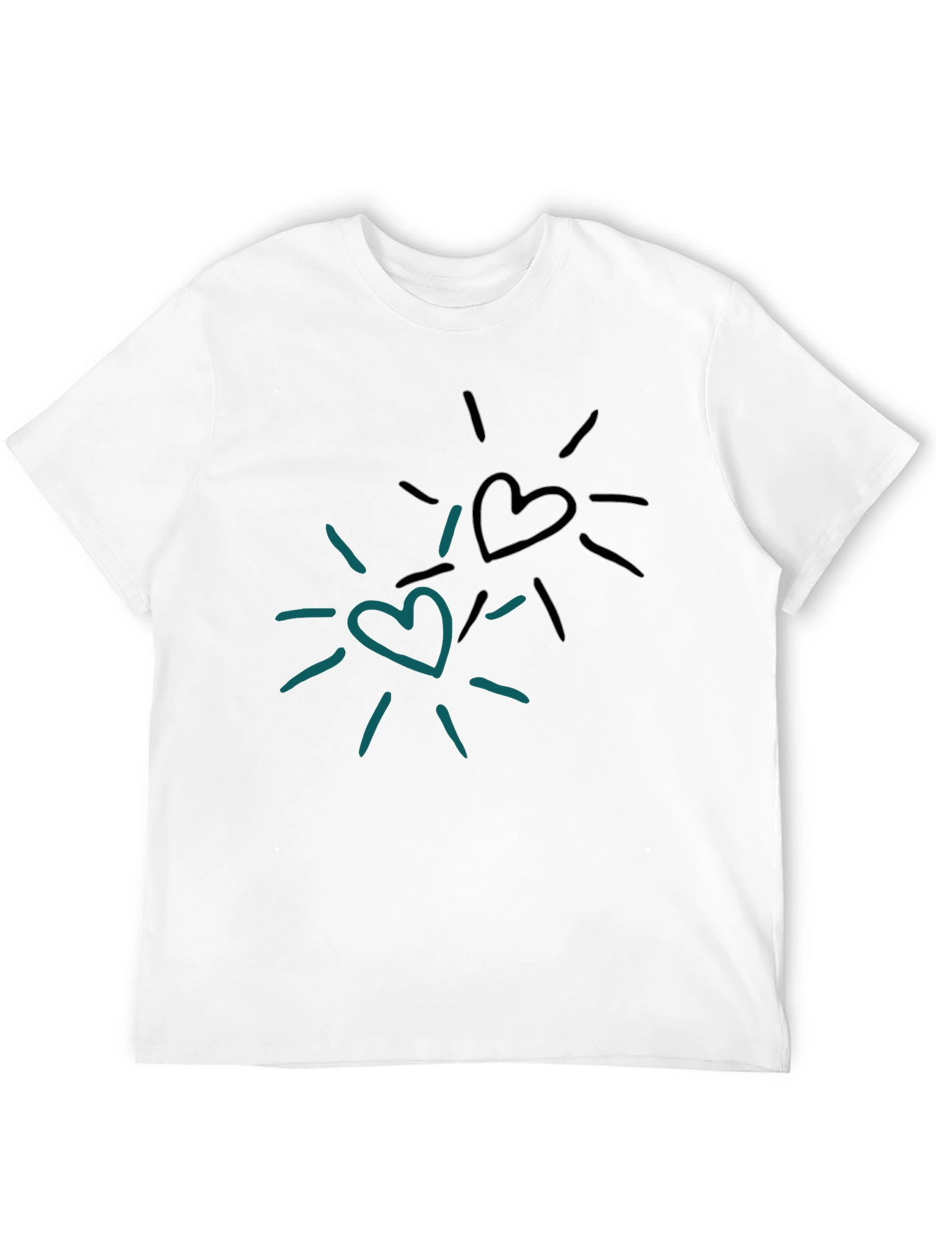 Heart Burst Graphic Tee - Trendy Black T-Shirt