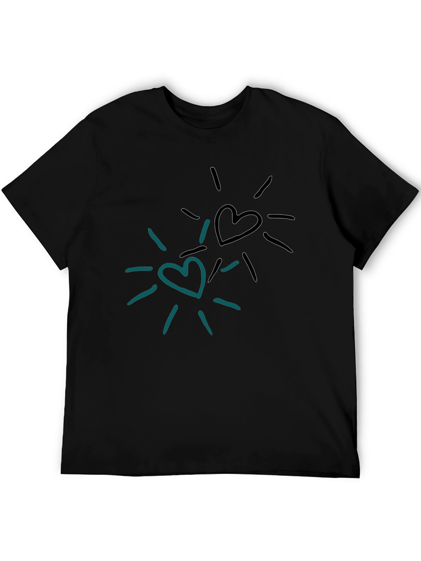 Heart Burst Graphic Tee - Trendy Black T-Shirt