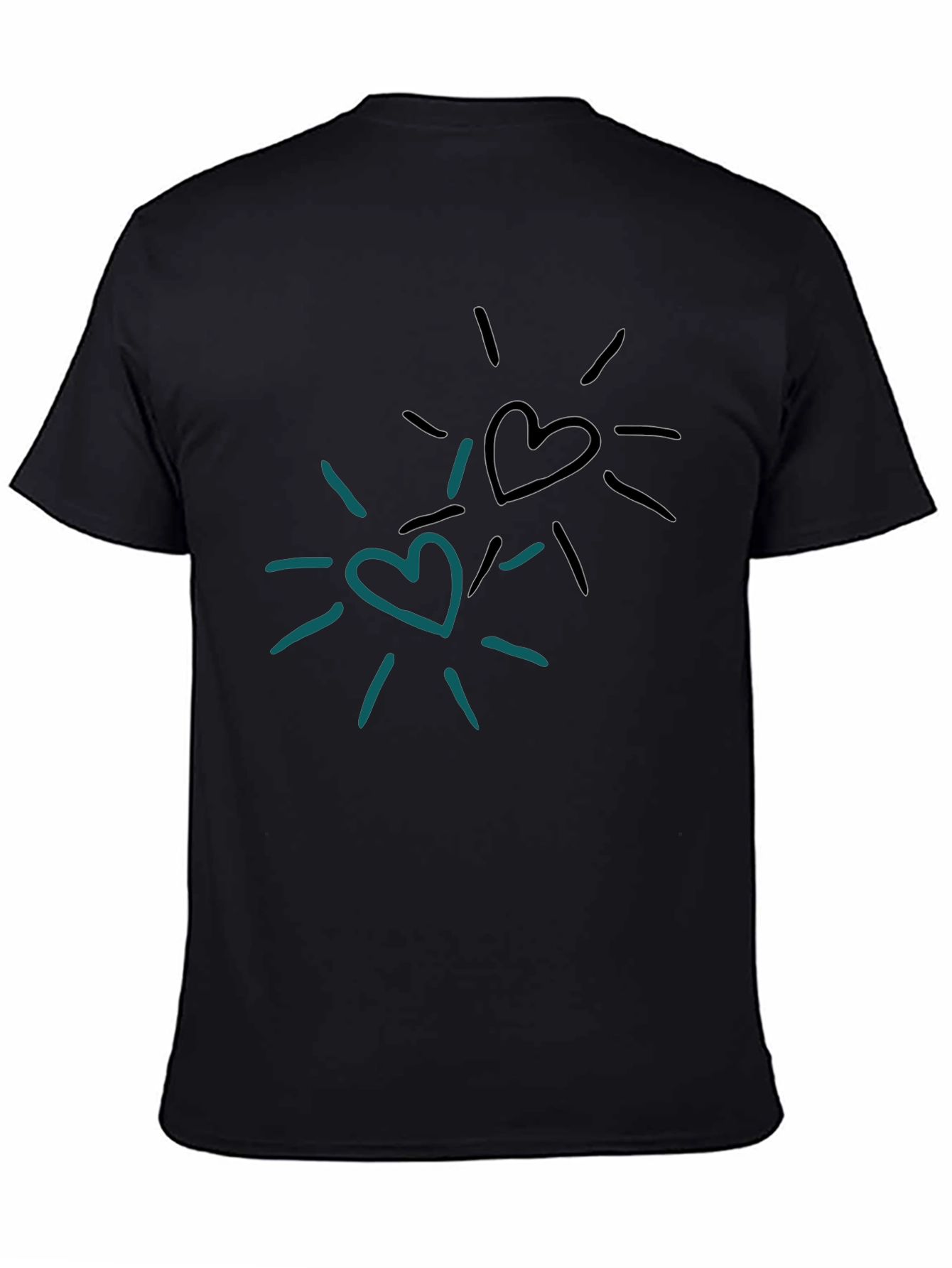 Heart Burst Graphic Tee - Trendy Black T-Shirt