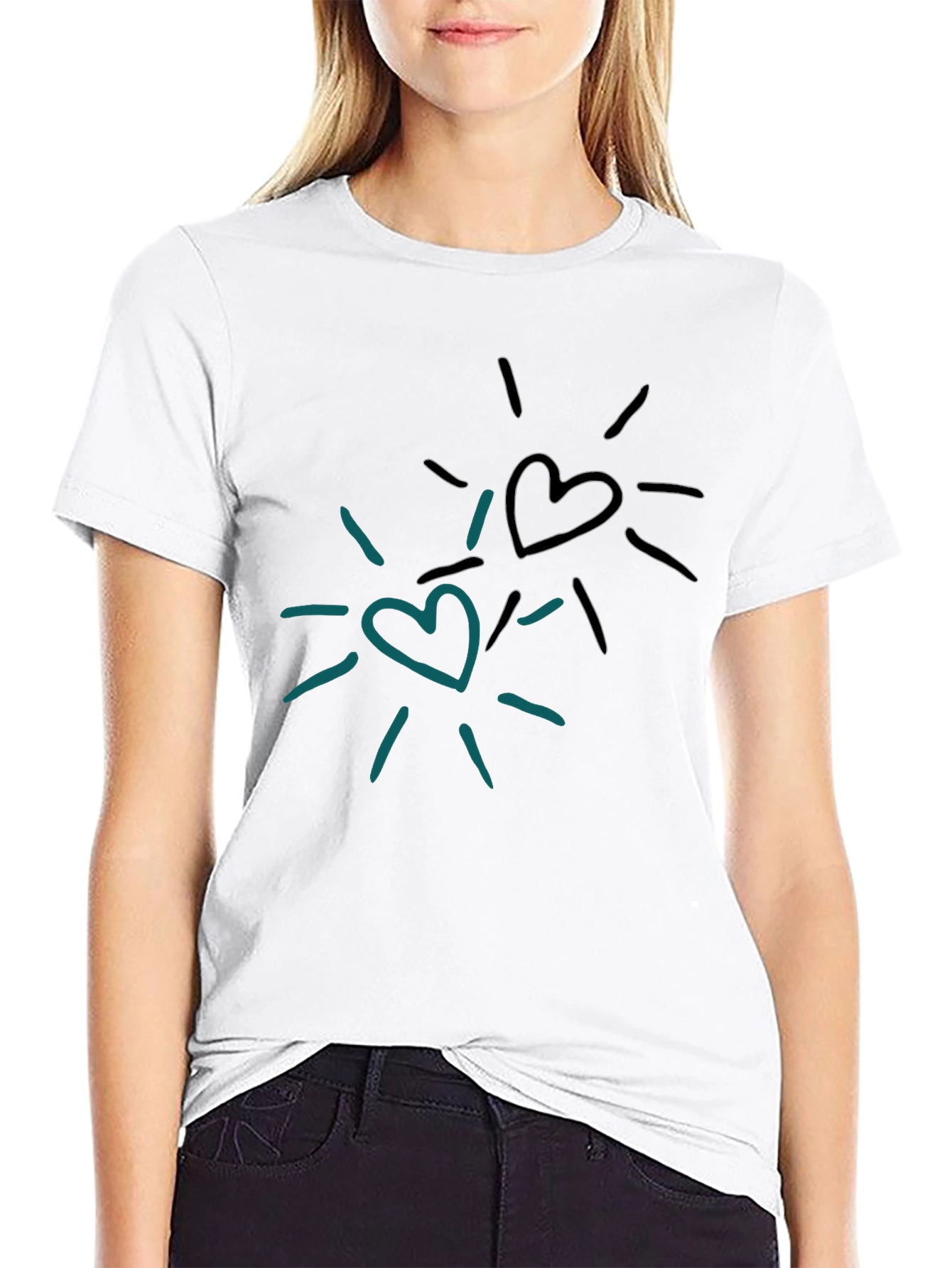 Heart Burst Graphic Tee - Trendy Black T-Shirt
