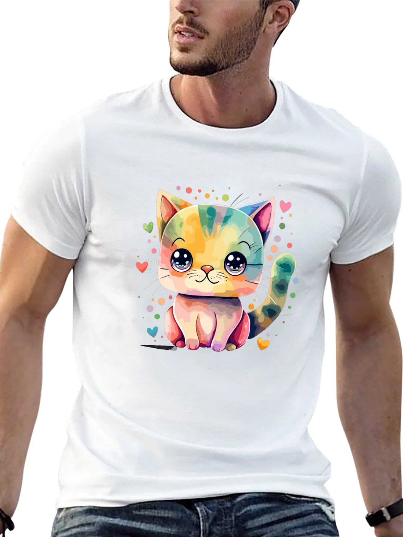 Cute Cat T-Shirt - Cartoon Kitten Design