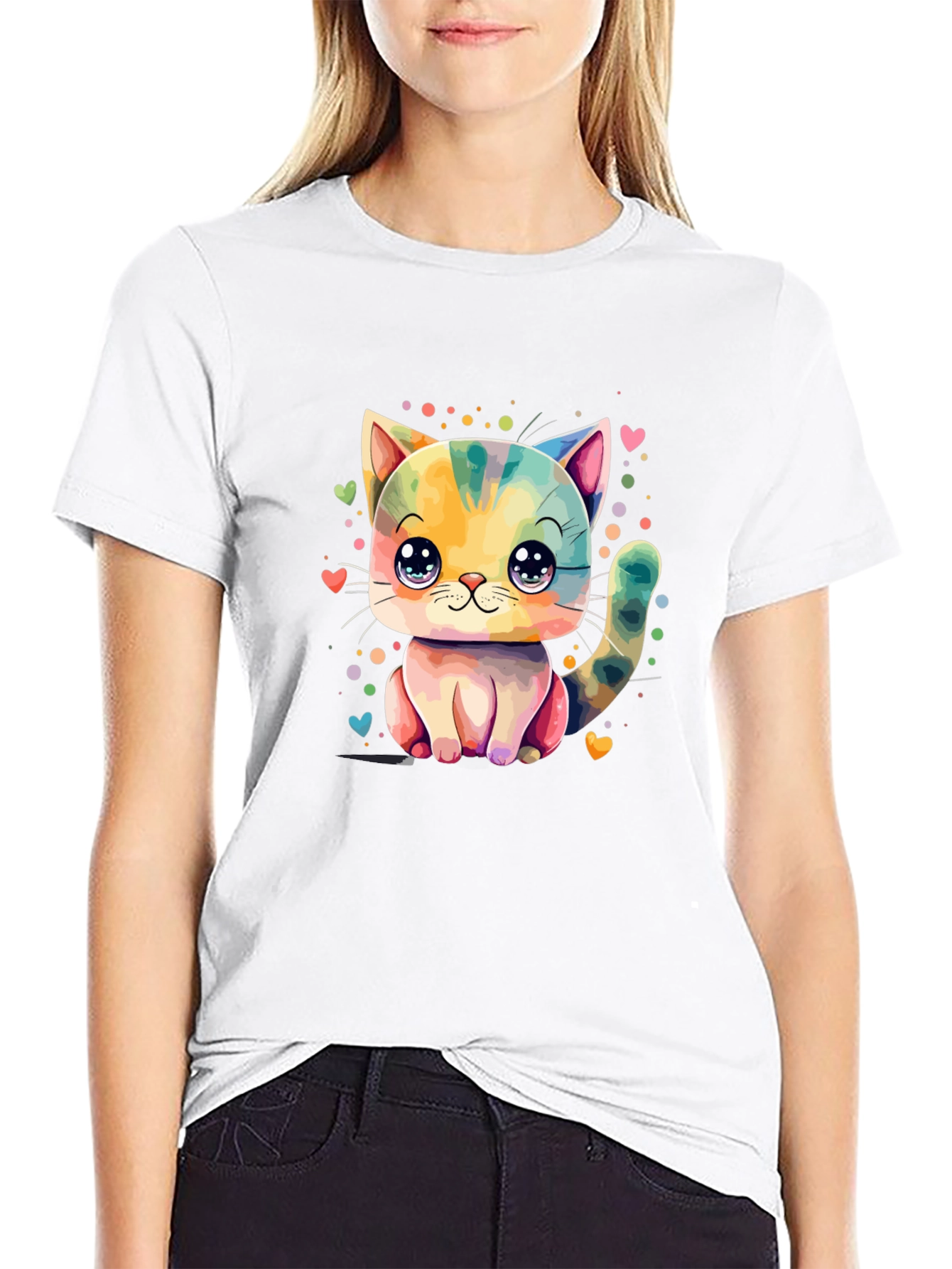 Cute Cat T-Shirt - Cartoon Kitten Design