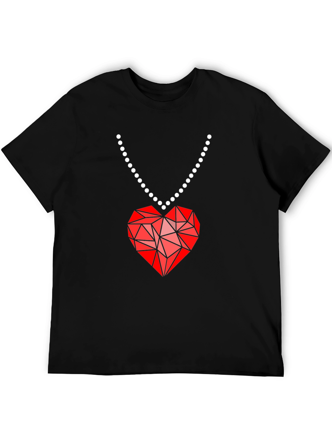 Geometric Heart Pendant T-Shirt - Modern Valentines Style