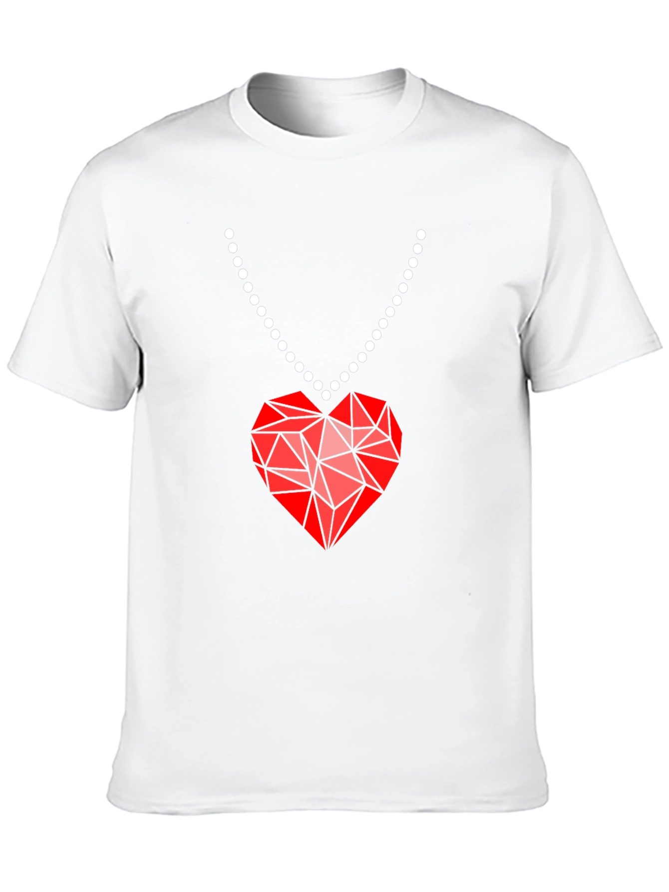 Geometric Heart Pendant T-Shirt - Modern Valentines Style