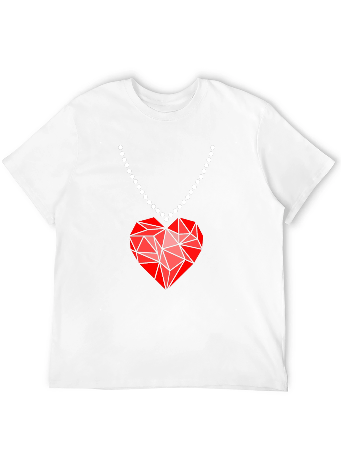 Geometric Heart Pendant T-Shirt - Modern Valentines Style