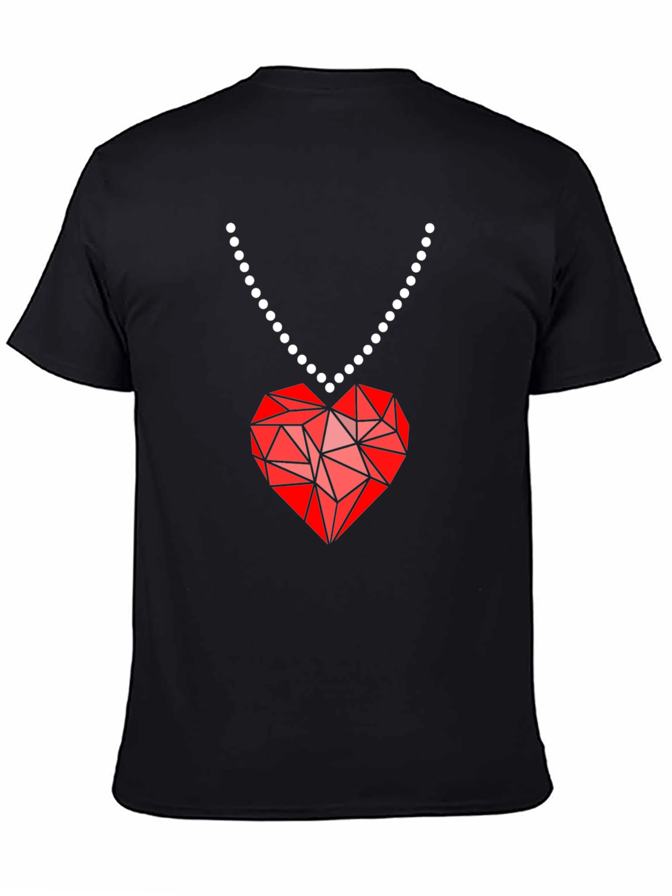 Geometric Heart Pendant T-Shirt - Modern Valentines Style