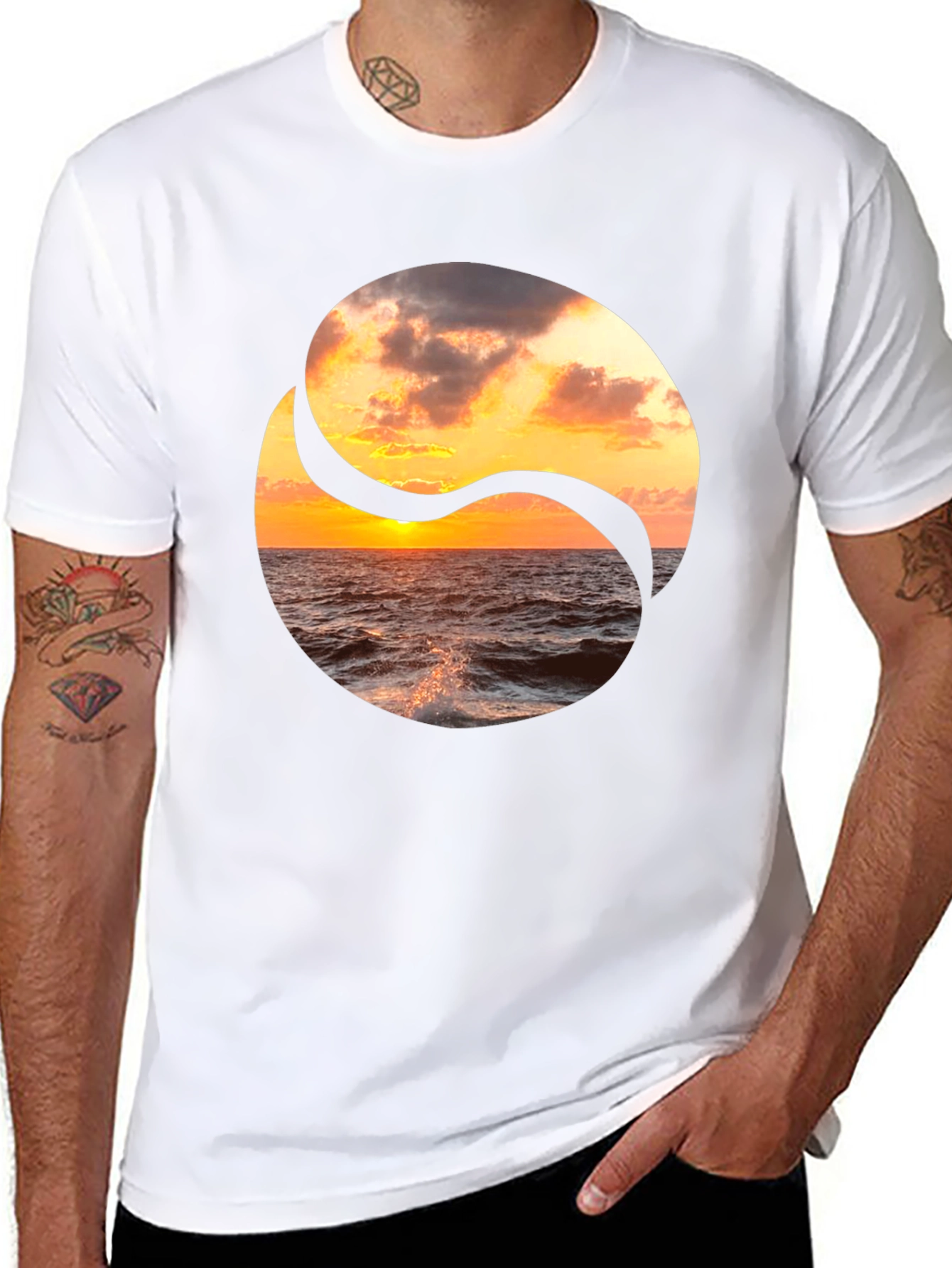 Yin Yang Ocean Sunset Graphic Tee