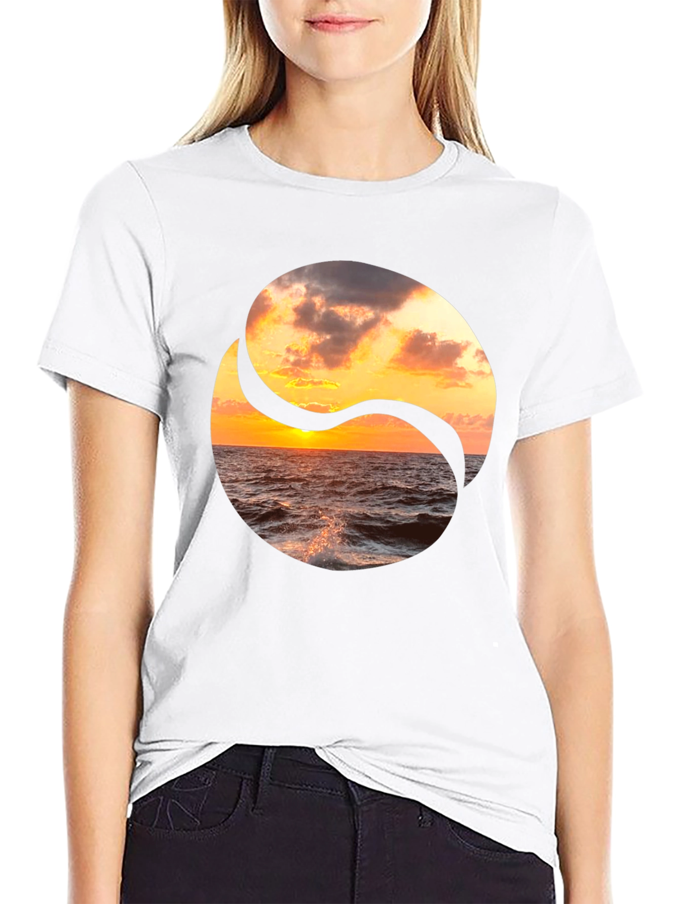 Yin Yang Ocean Sunset Graphic Tee
