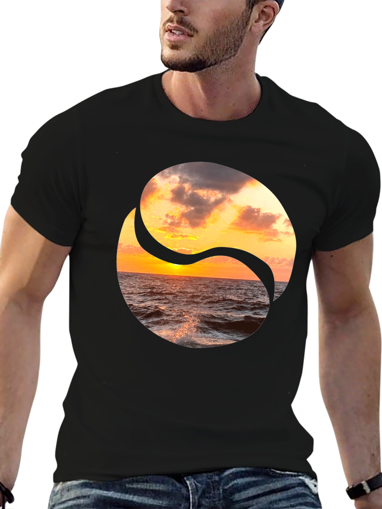 Yin Yang Ocean Sunset Graphic Tee