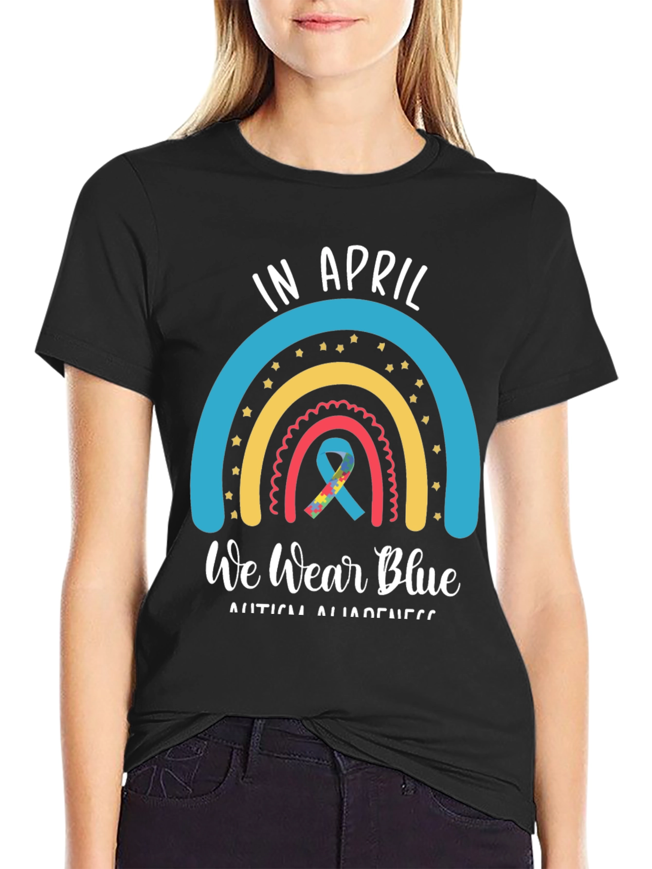 In April We Wear Blue Autism Awareness T-Shirt