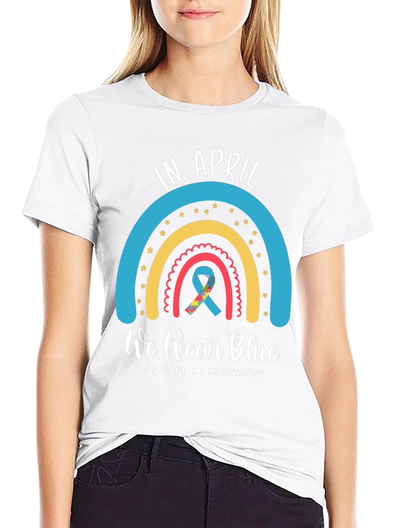 In April We Wear Blue Autism Awareness T-Shirt