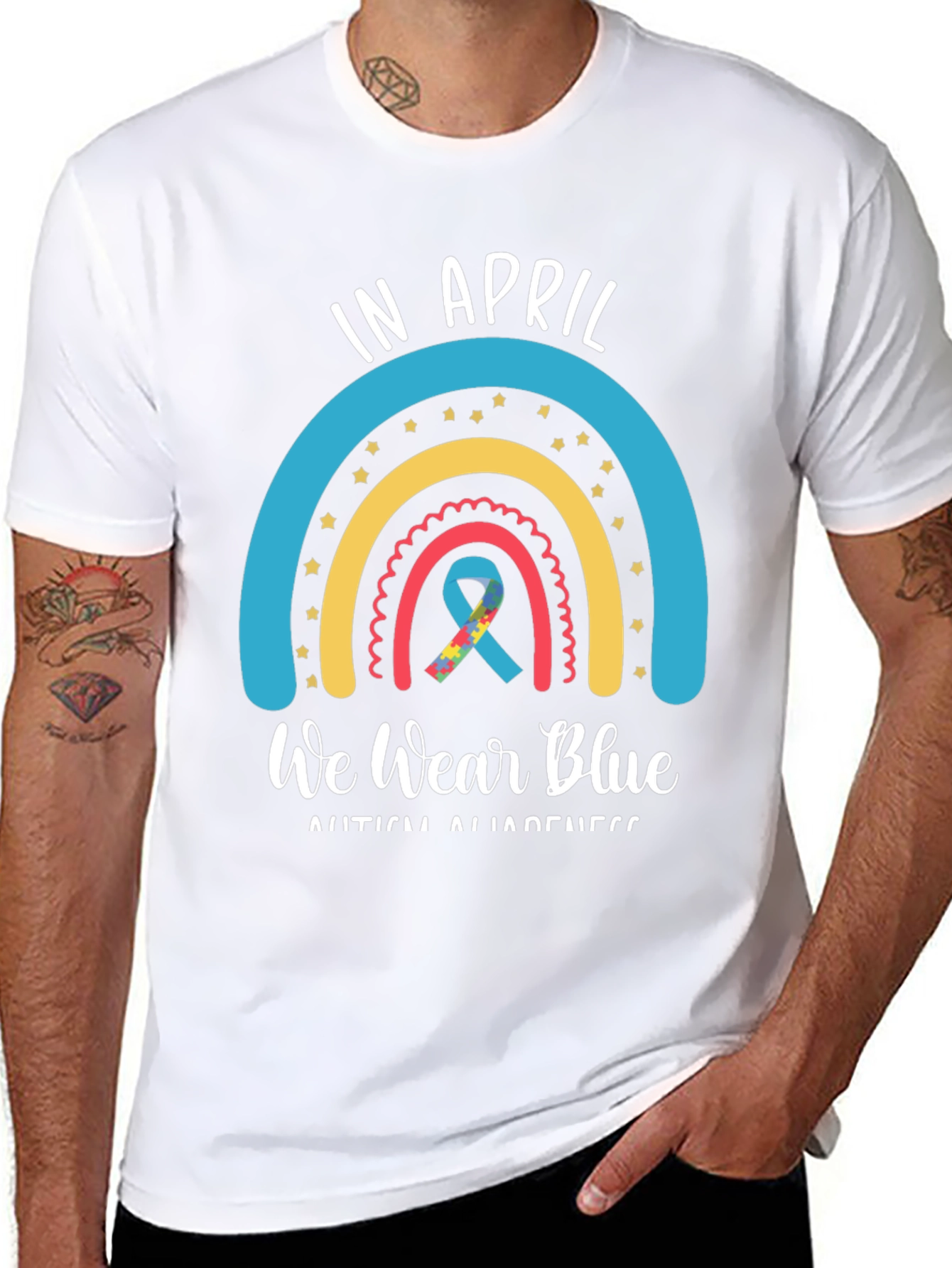 In April We Wear Blue Autism Awareness T-Shirt