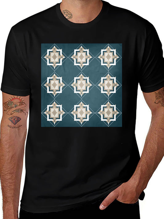 Geometric Star Pattern Tee - Modern Stylish Design