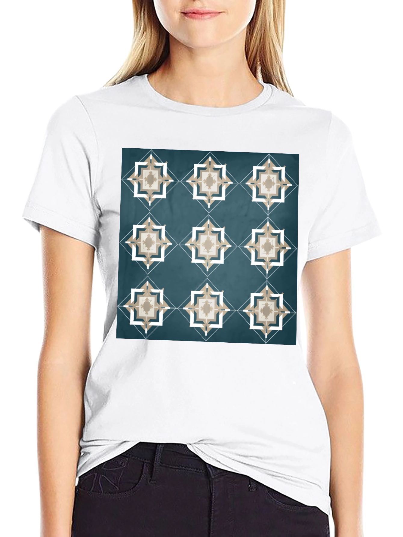 Geometric Star Pattern Tee - Modern Stylish Design