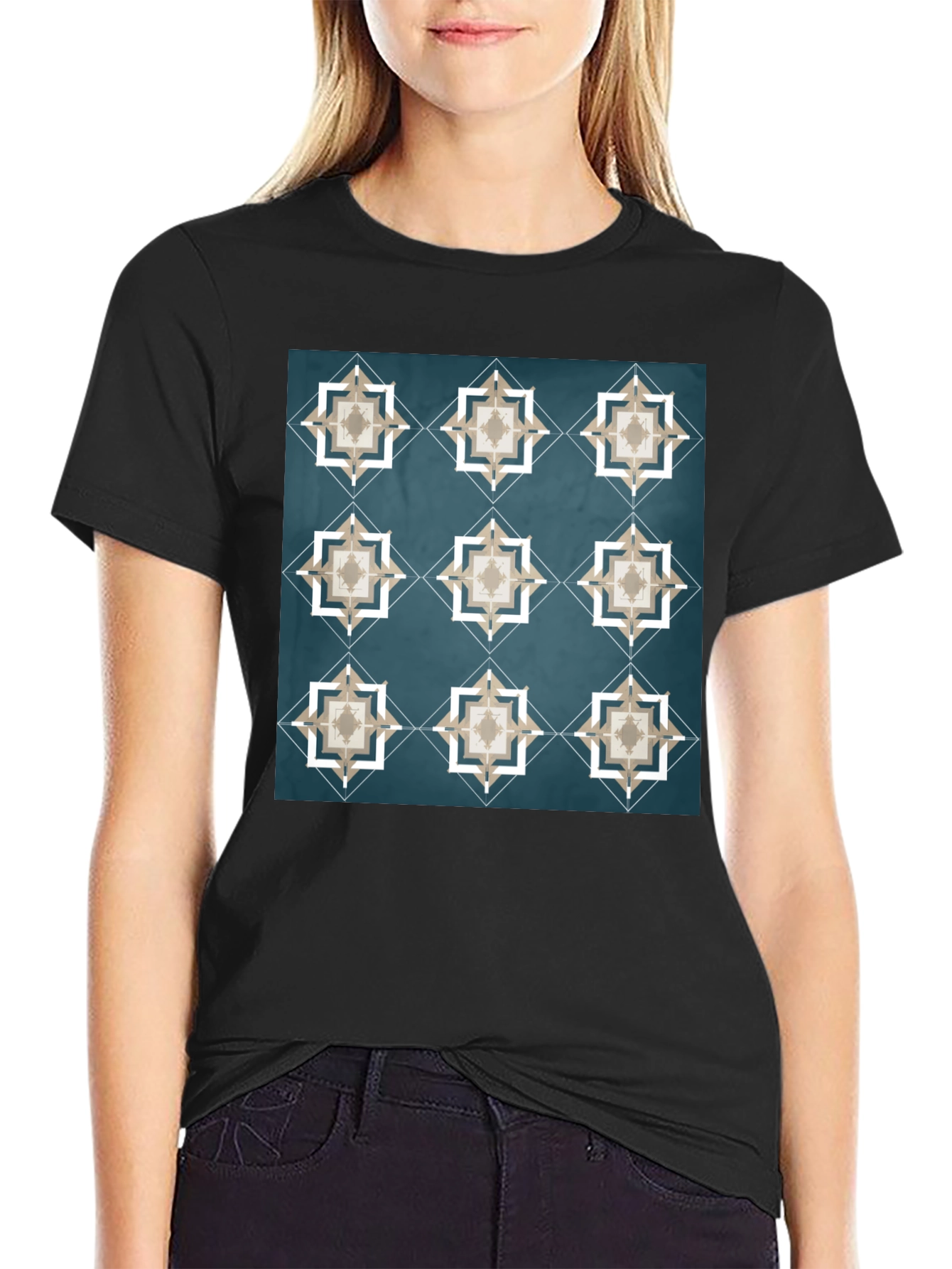 Geometric Star Pattern Tee - Modern Stylish Design