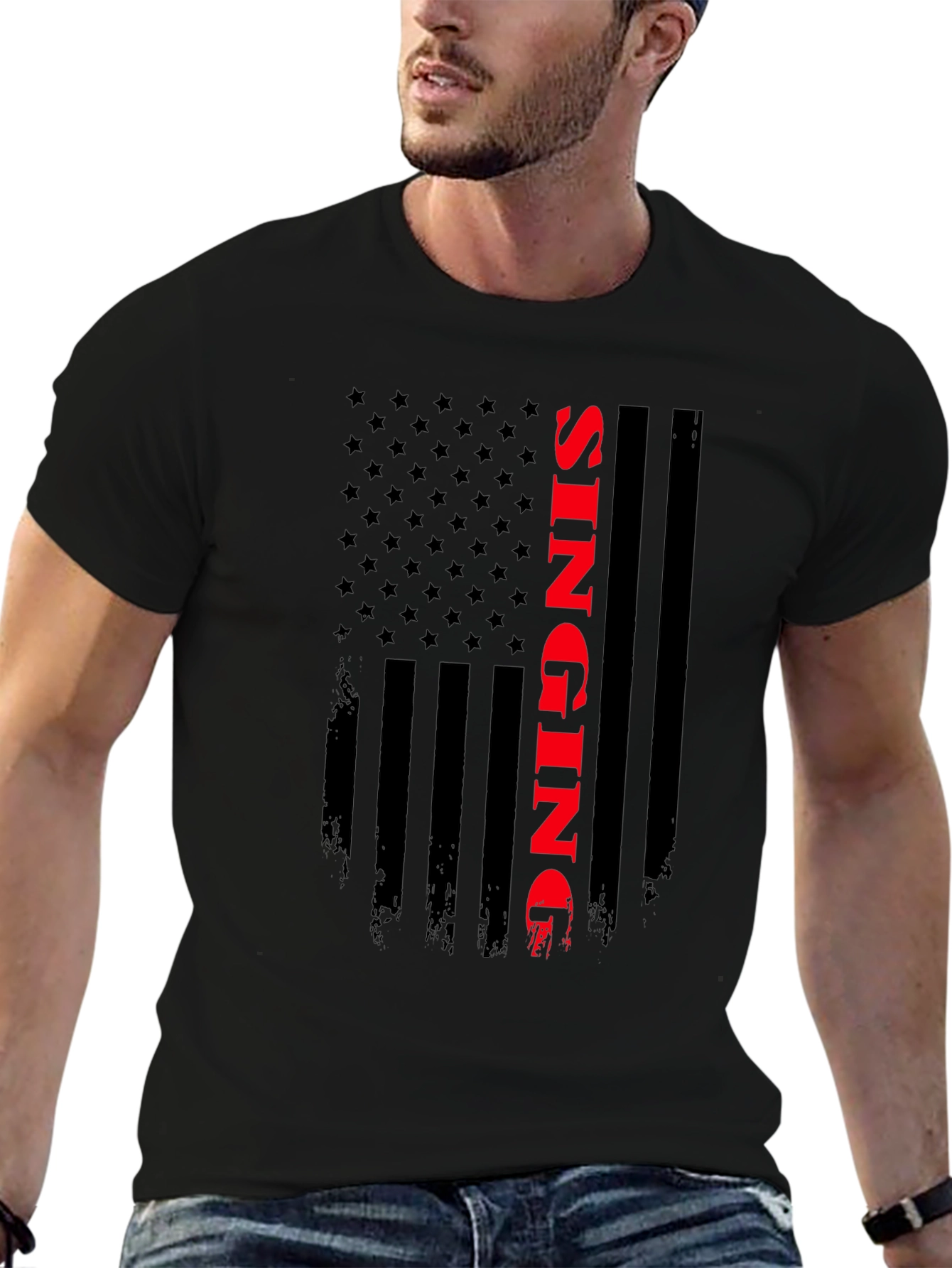 Singing USA Flag Graphic T-Shirt