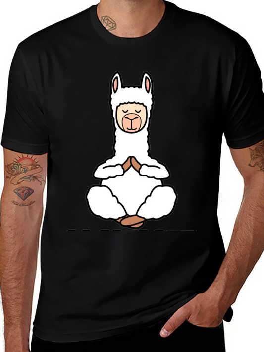 Yoga Llama Black T-Shirt - Meditation Design
