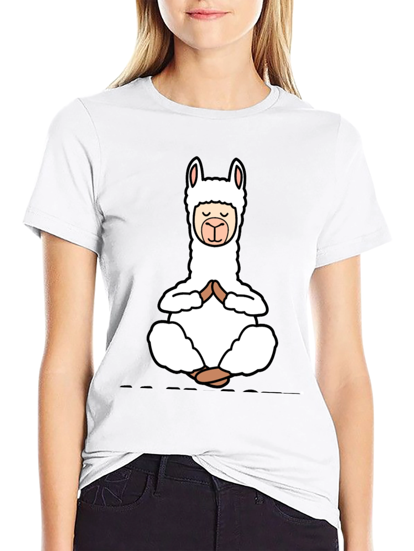 Yoga Llama Black T-Shirt - Meditation Design