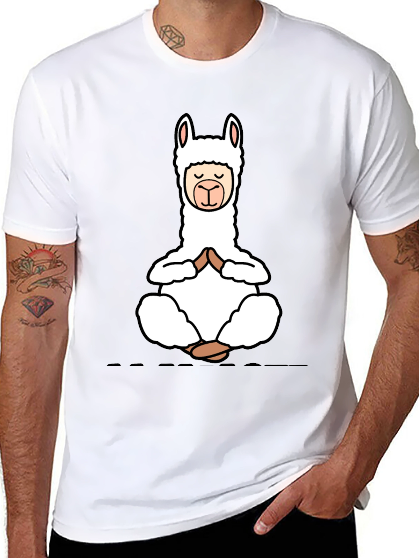 Yoga Llama Black T-Shirt - Meditation Design