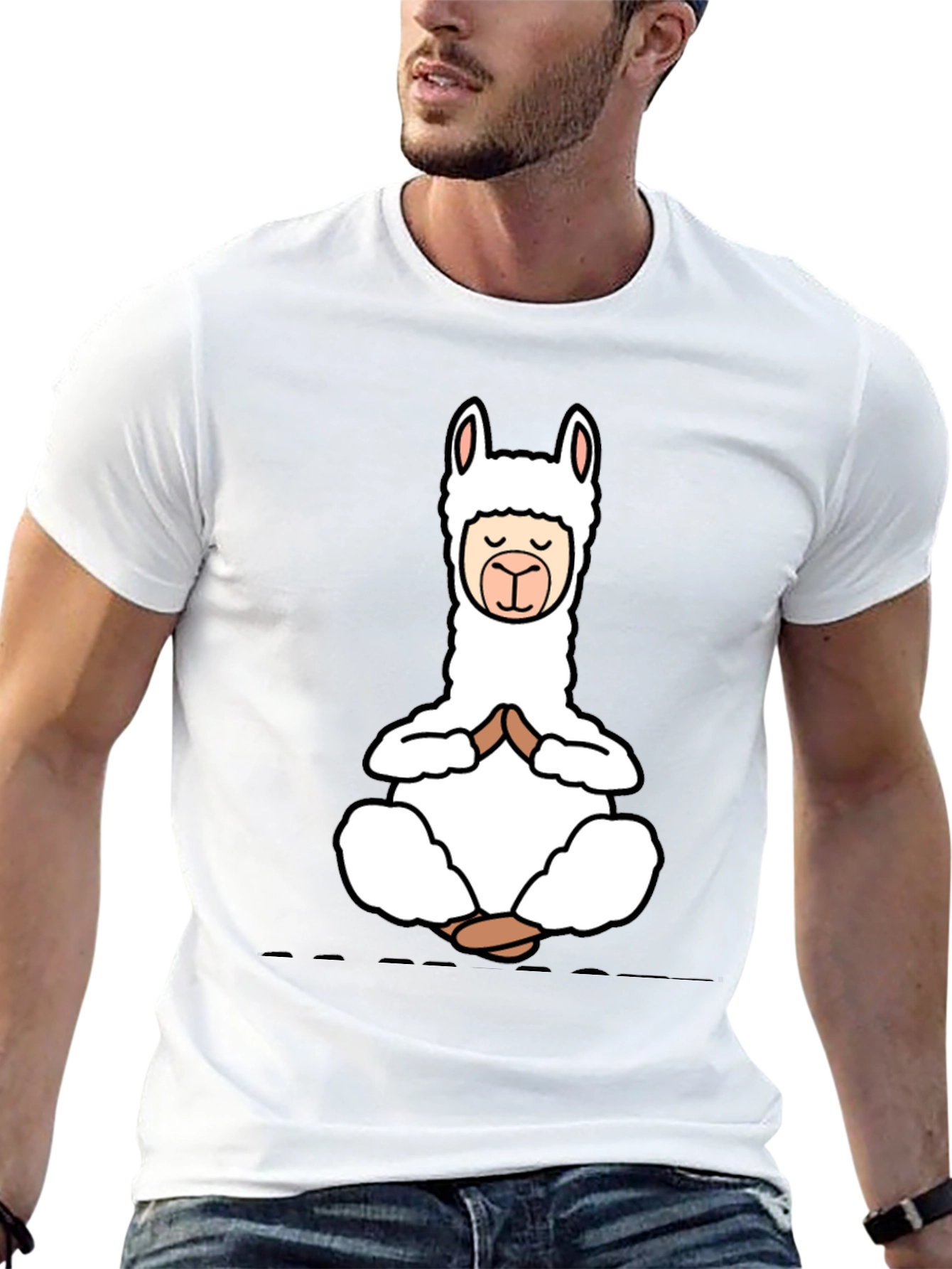 Yoga Llama Black T-Shirt - Meditation Design