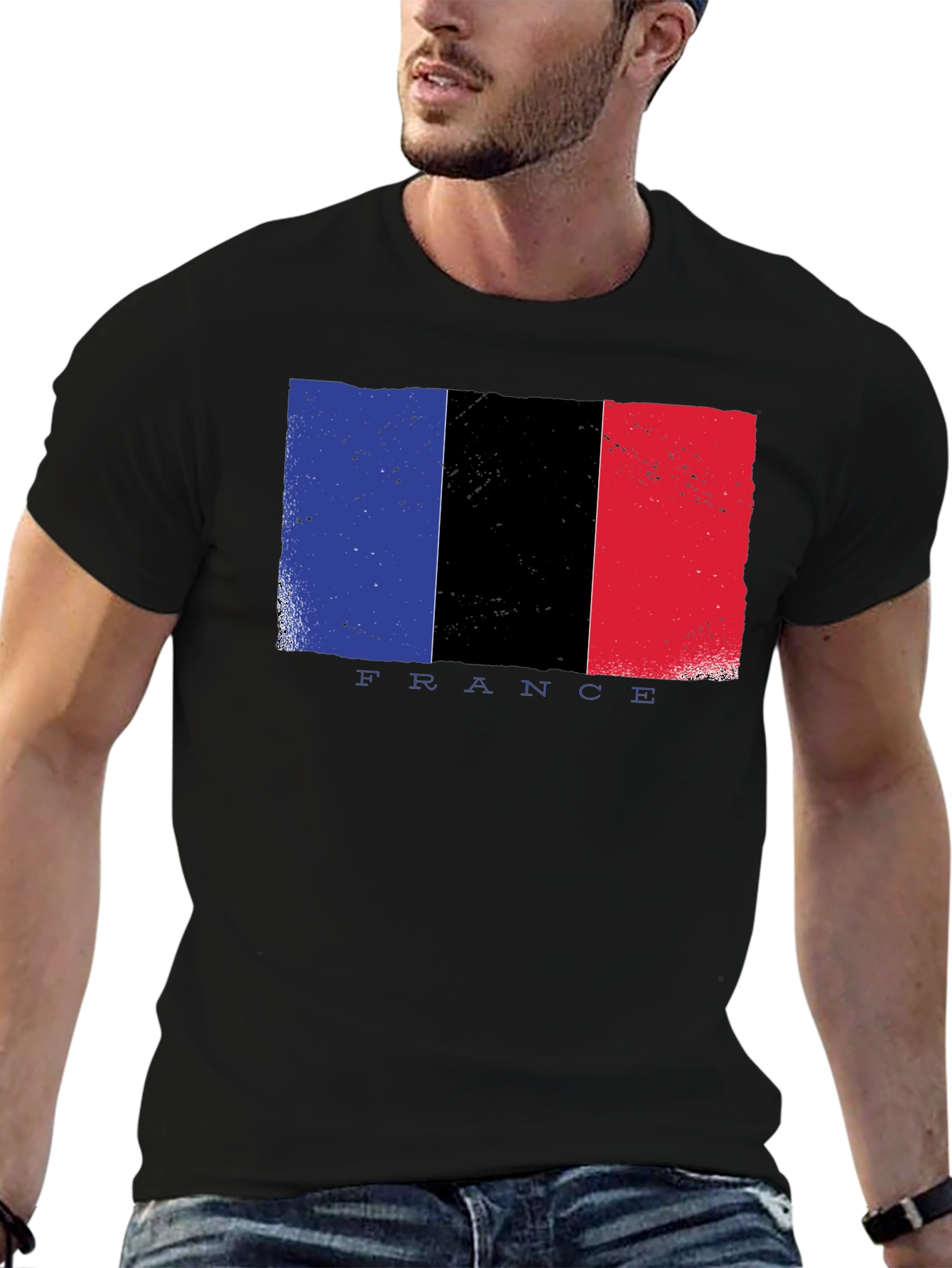 France Flag Graphic T-Shirt - Black
