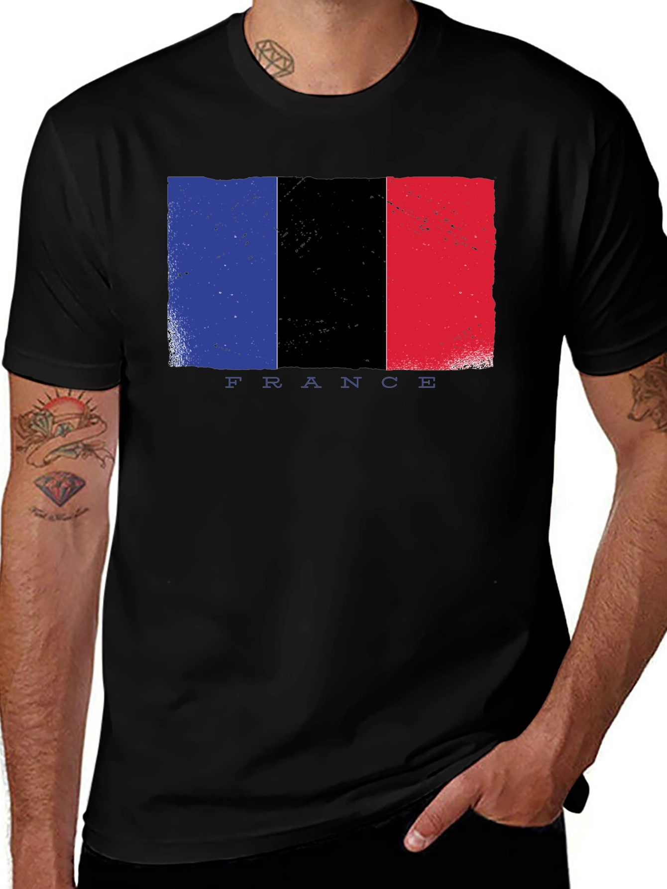 France Flag Graphic T-Shirt - Black