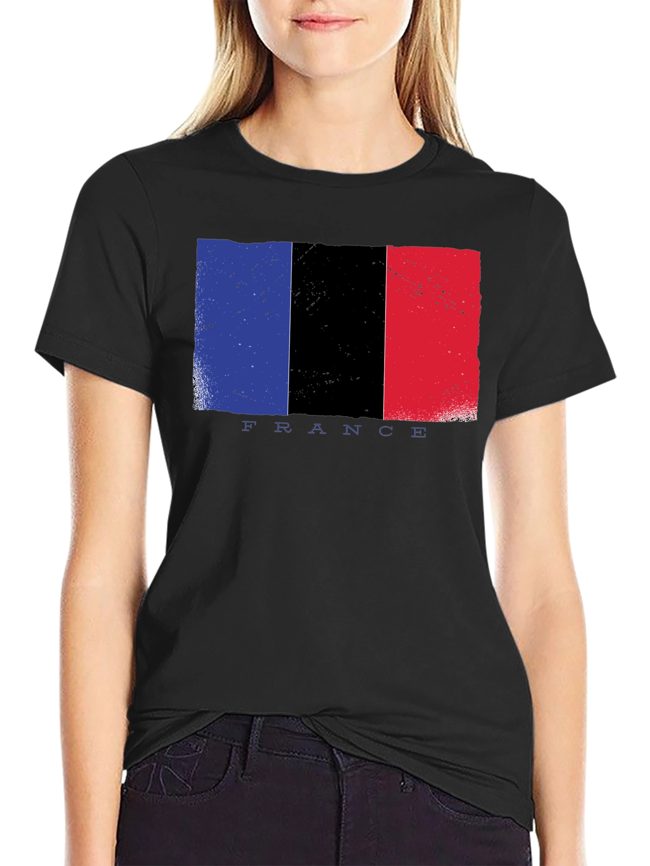 France Flag Graphic T-Shirt - Black