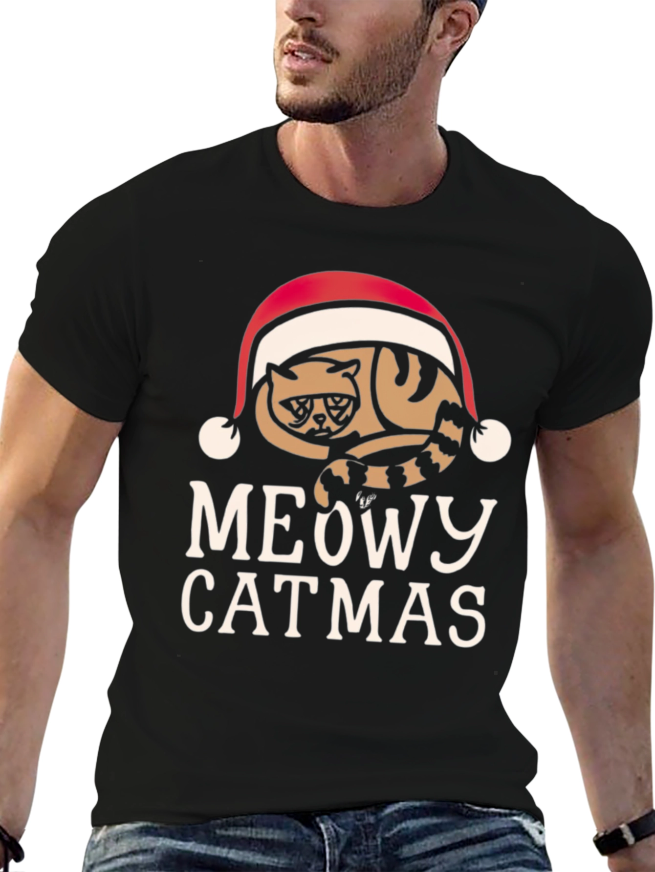 Meowy Catmas T-Shirt - Holiday Cat Lover Tee