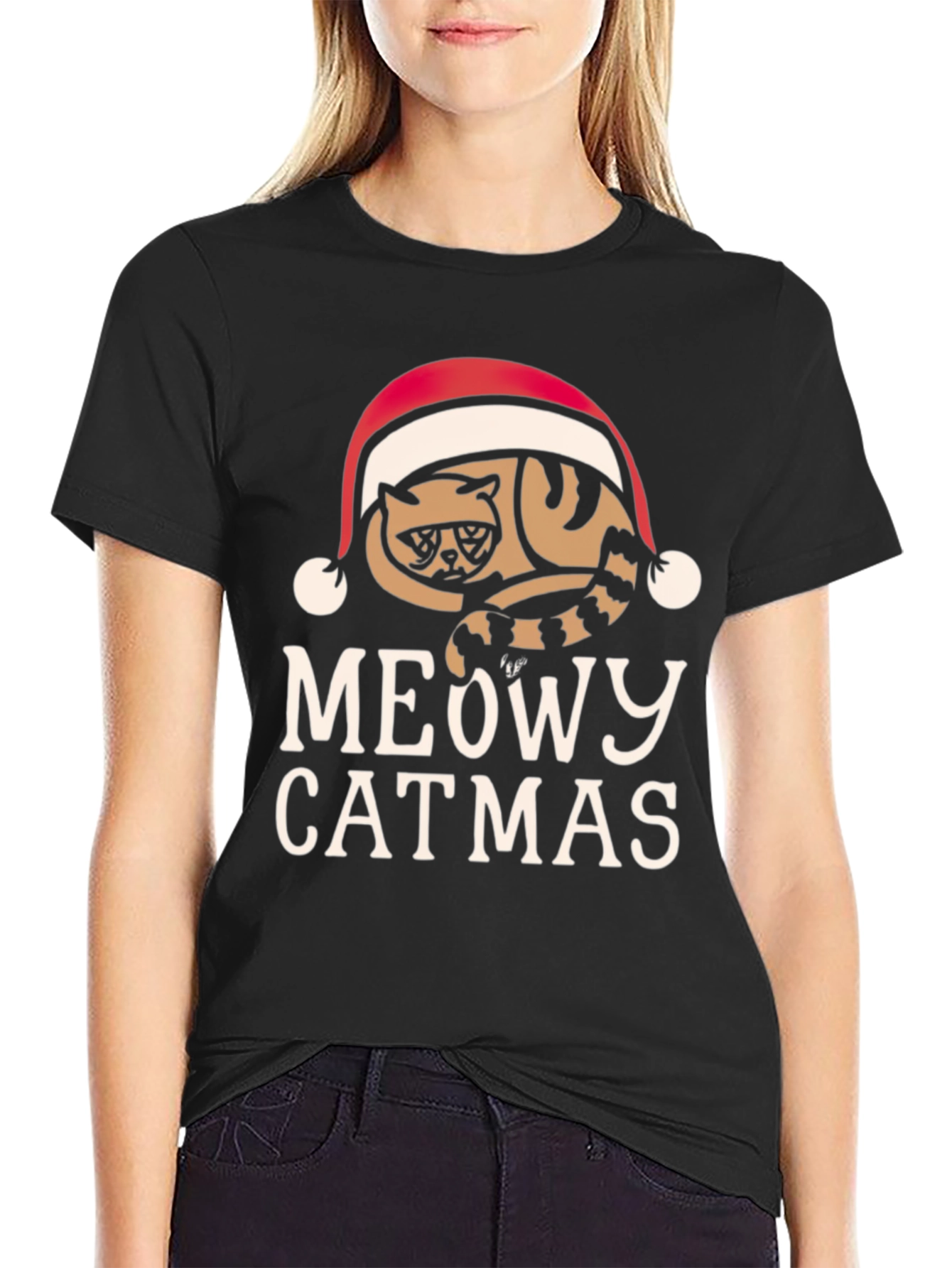 Meowy Catmas T-Shirt - Holiday Cat Lover Tee