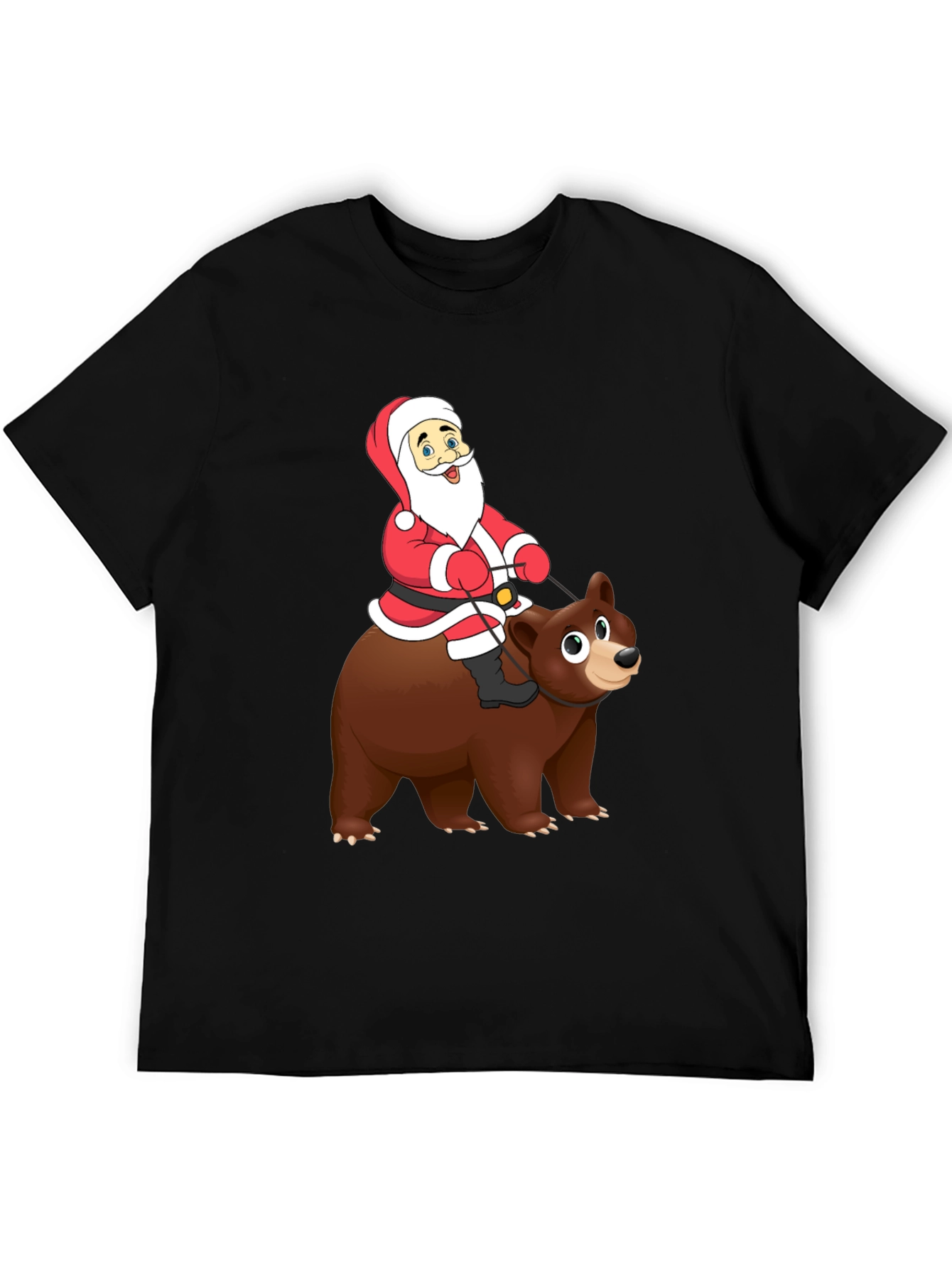 Santa Riding Bear Graphic Tee - Holiday Cheer!