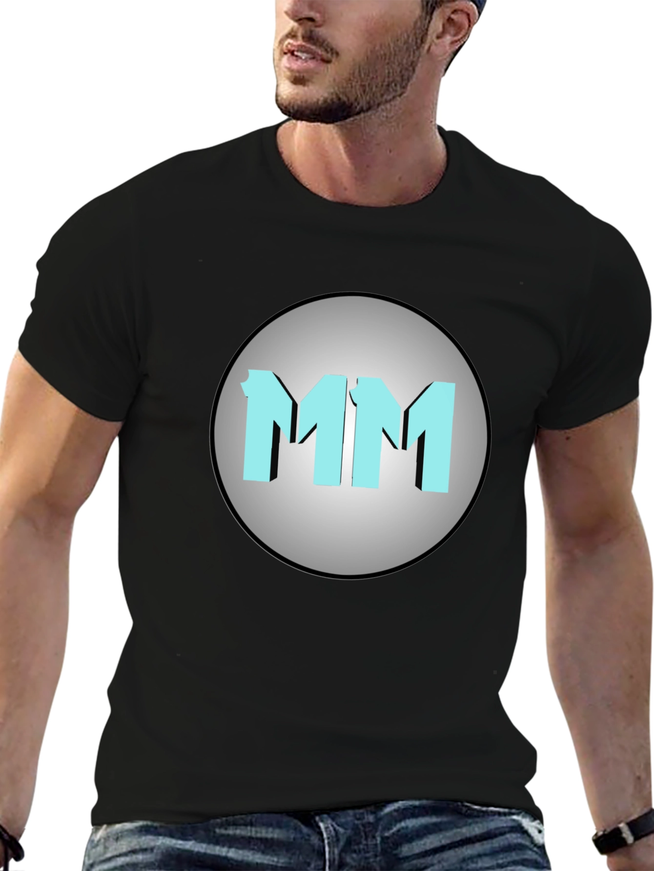 Mens Black MM Graphic Print Crew Neck T-Shirt