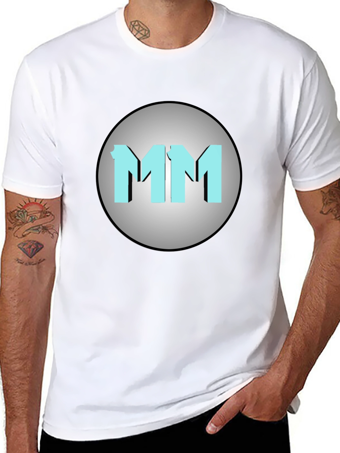 Mens Black MM Graphic Print Crew Neck T-Shirt