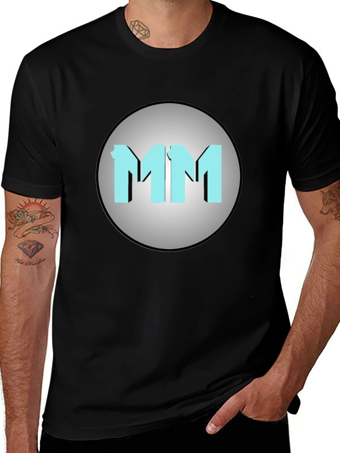 Mens Black MM Graphic Print Crew Neck T-Shirt