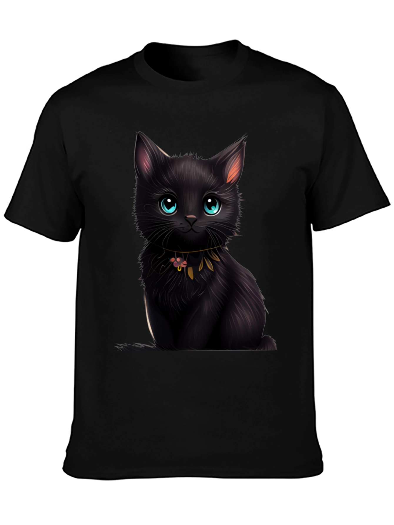 Black Cat Graphic Tee - Cute Kitten Design