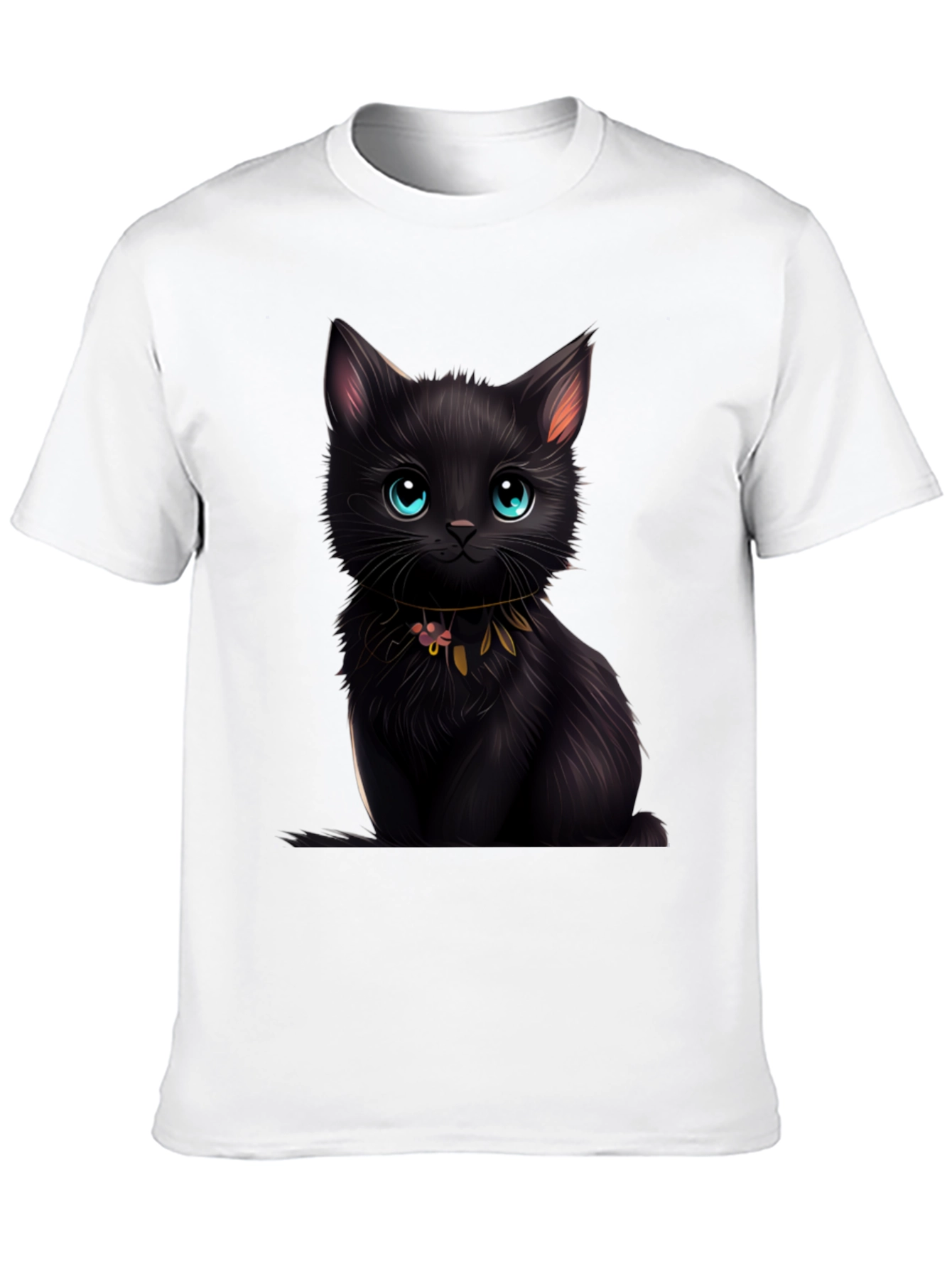 Black Cat Graphic Tee - Cute Kitten Design
