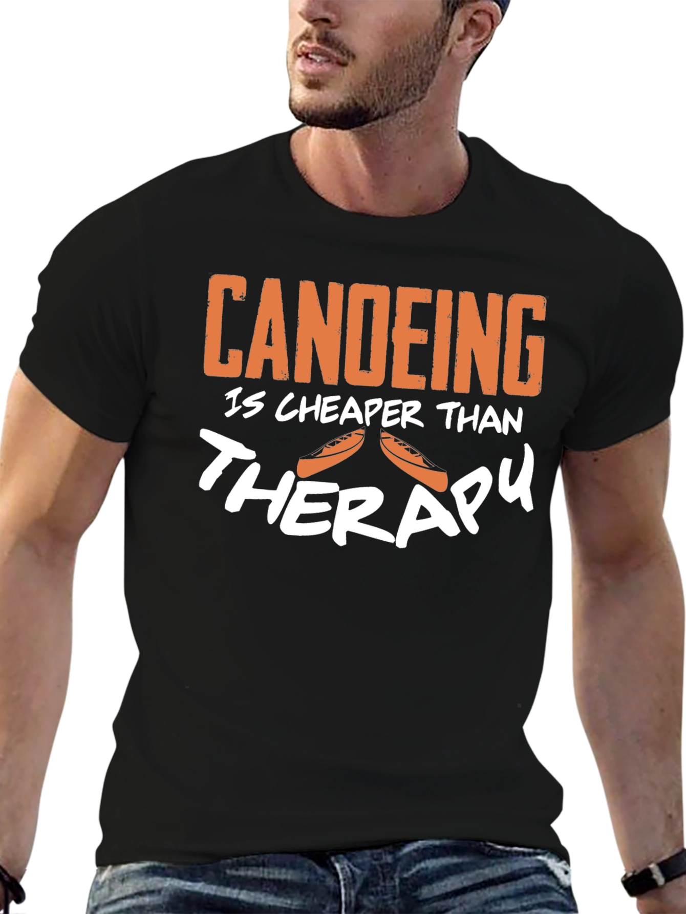 Canoeing is Cheaper Than Therapy Funny T-Shirt