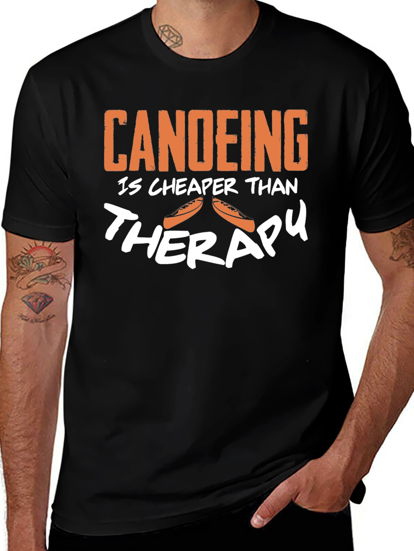 Canoeing is Cheaper Than Therapy Funny T-Shirt