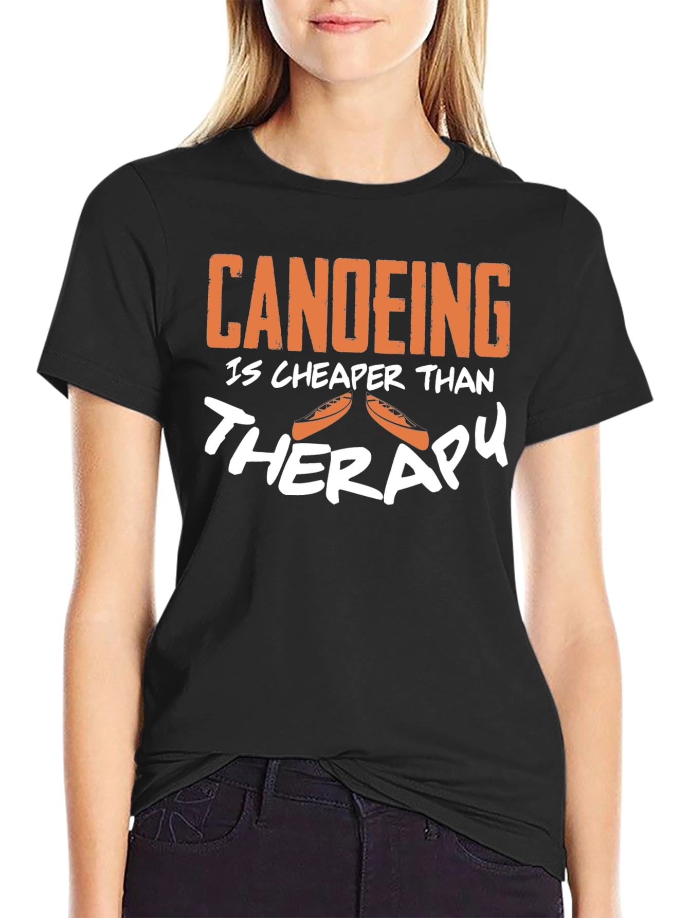 Canoeing is Cheaper Than Therapy Funny T-Shirt